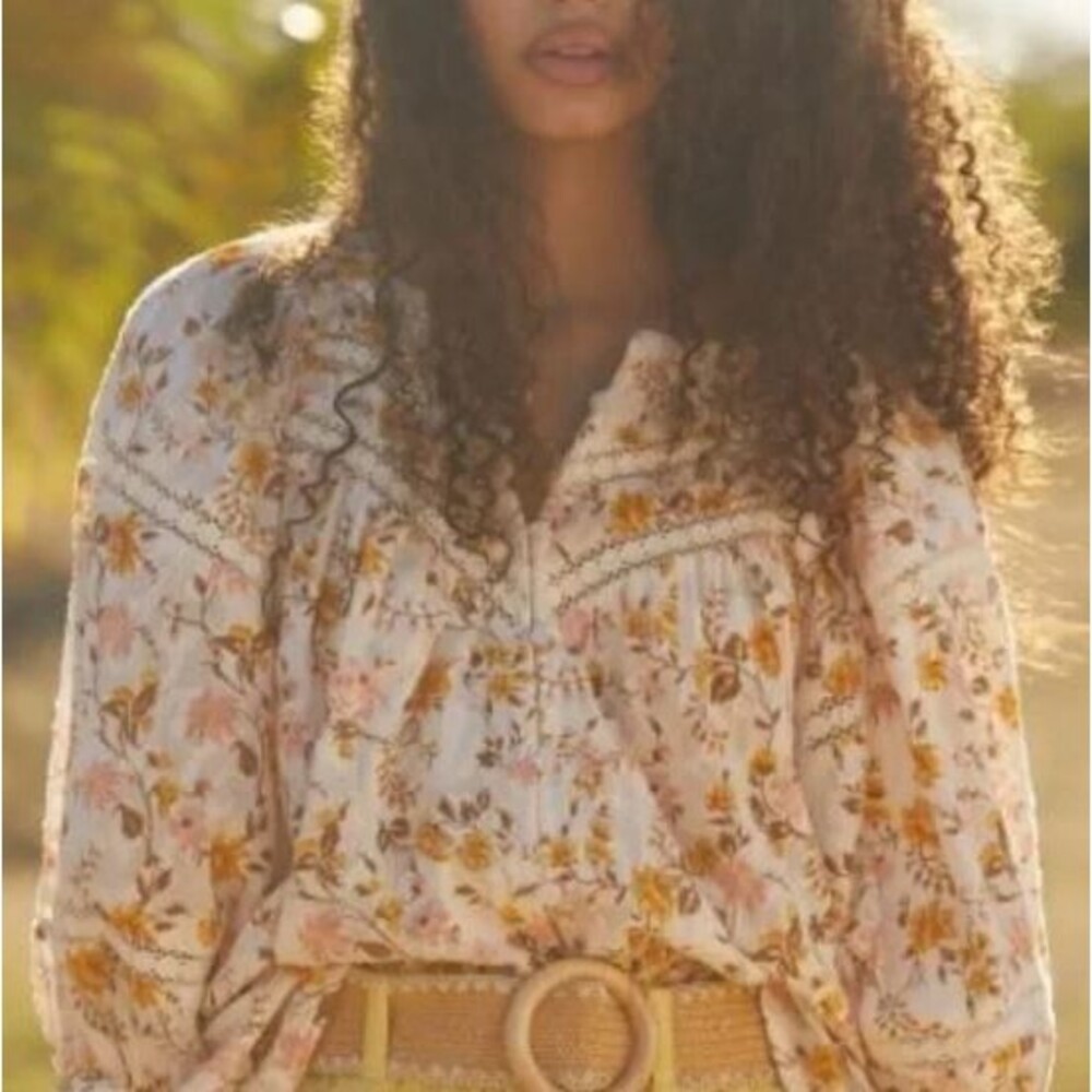 Hester & Orchard Anthropologie Harmony Cottagecore Floral Peasant Blouse Sz S - Picture 2 of 5